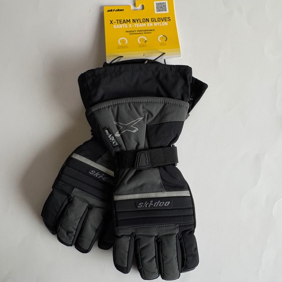 Ski-Doo X-Team Nylon Gloves Gray Black Men's Medium Winter Insulated Waterproof - Picture 1 of 6